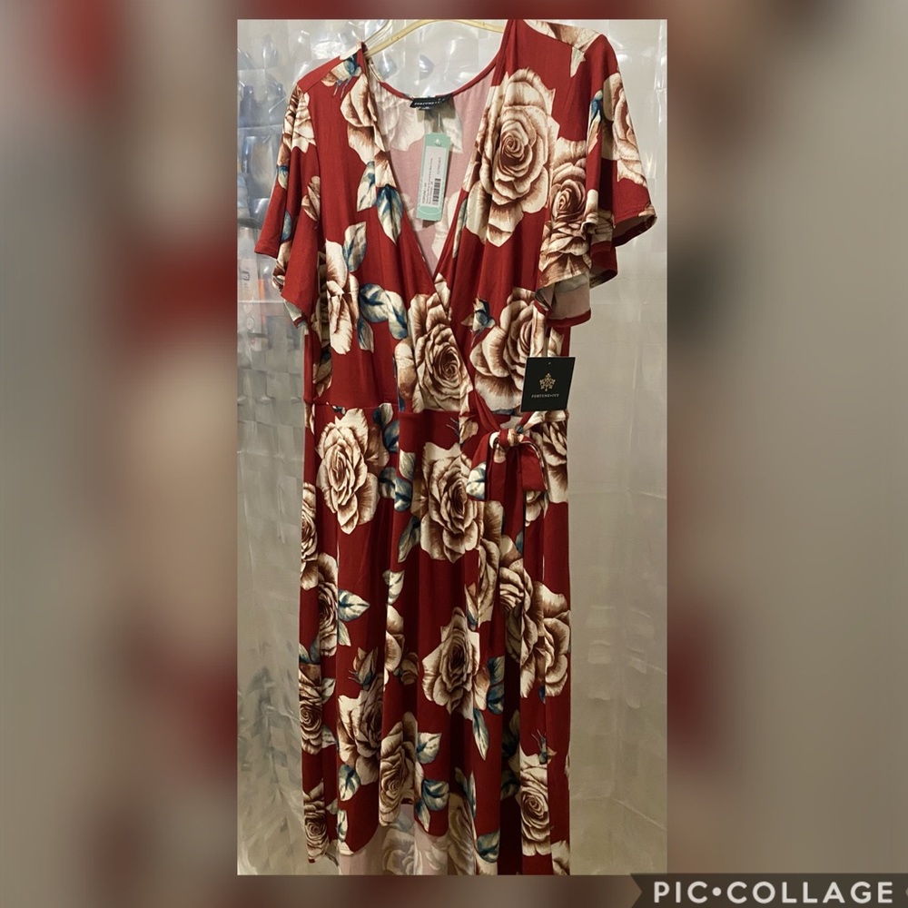 Fortune + Ivy Faux Wrap Brushed Knit Maxi Dress 2X